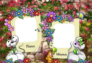 프레임에 비문: 아빠. 엄마.