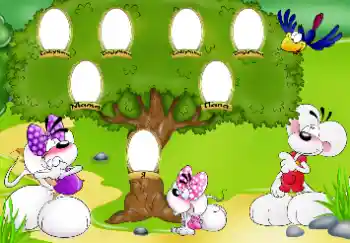 범주에서의 사진 효과 패밀리 트리 № 24209. 프레임에 비문: 나, 아빠, 엄마, 할머니, 할아버지.