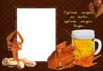 범주에서의 사진 효과 남성 프레임 № 2142. 프레임에 비문: Губит людей не пиво, губит людей вода...